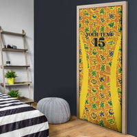 Custom Ghana Football Door Cover Yellow Adinkra Pattern - Wonder Print Shop