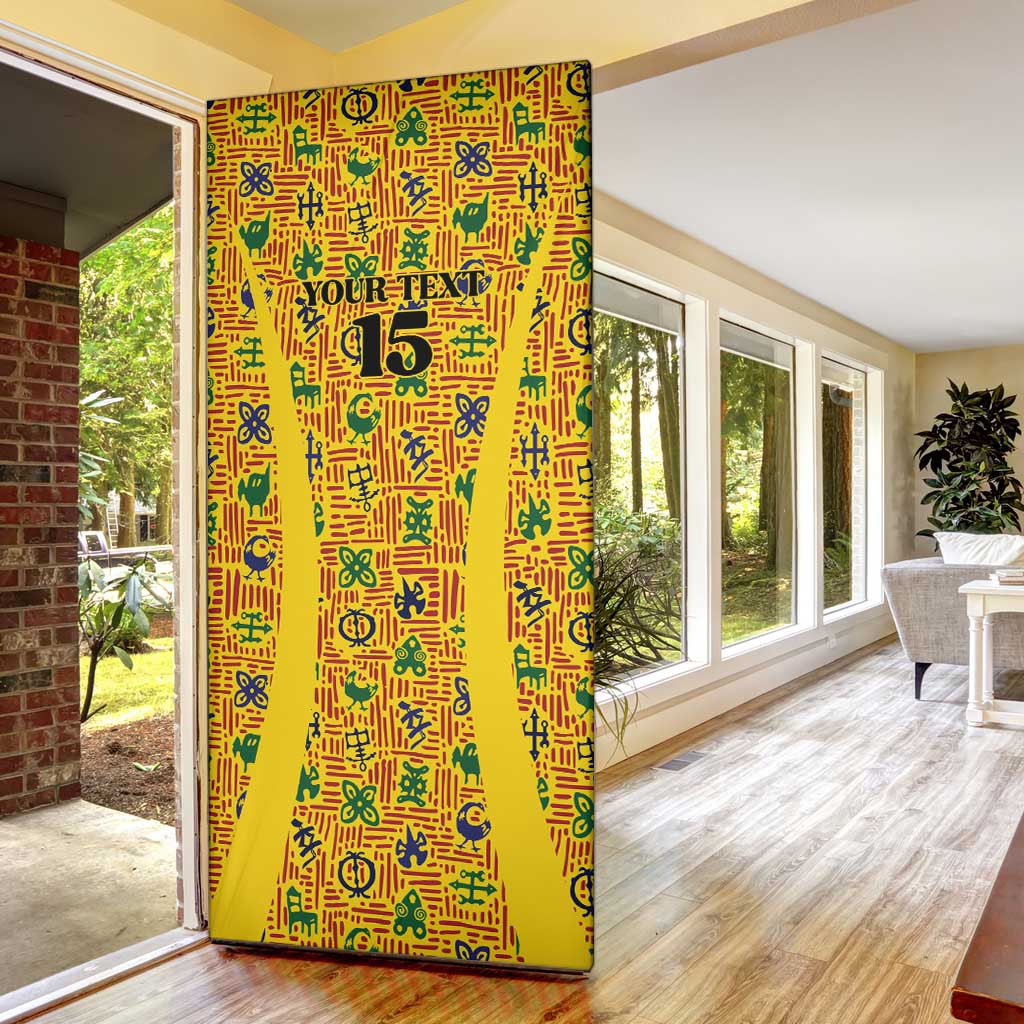 Custom Ghana Football Door Cover Yellow Adinkra Pattern - Wonder Print Shop