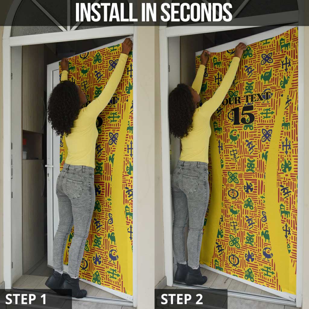 Custom Ghana Football Door Cover Yellow Adinkra Pattern - Wonder Print Shop