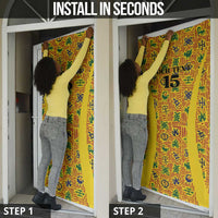 Custom Ghana Football Door Cover Yellow Adinkra Pattern - Wonder Print Shop