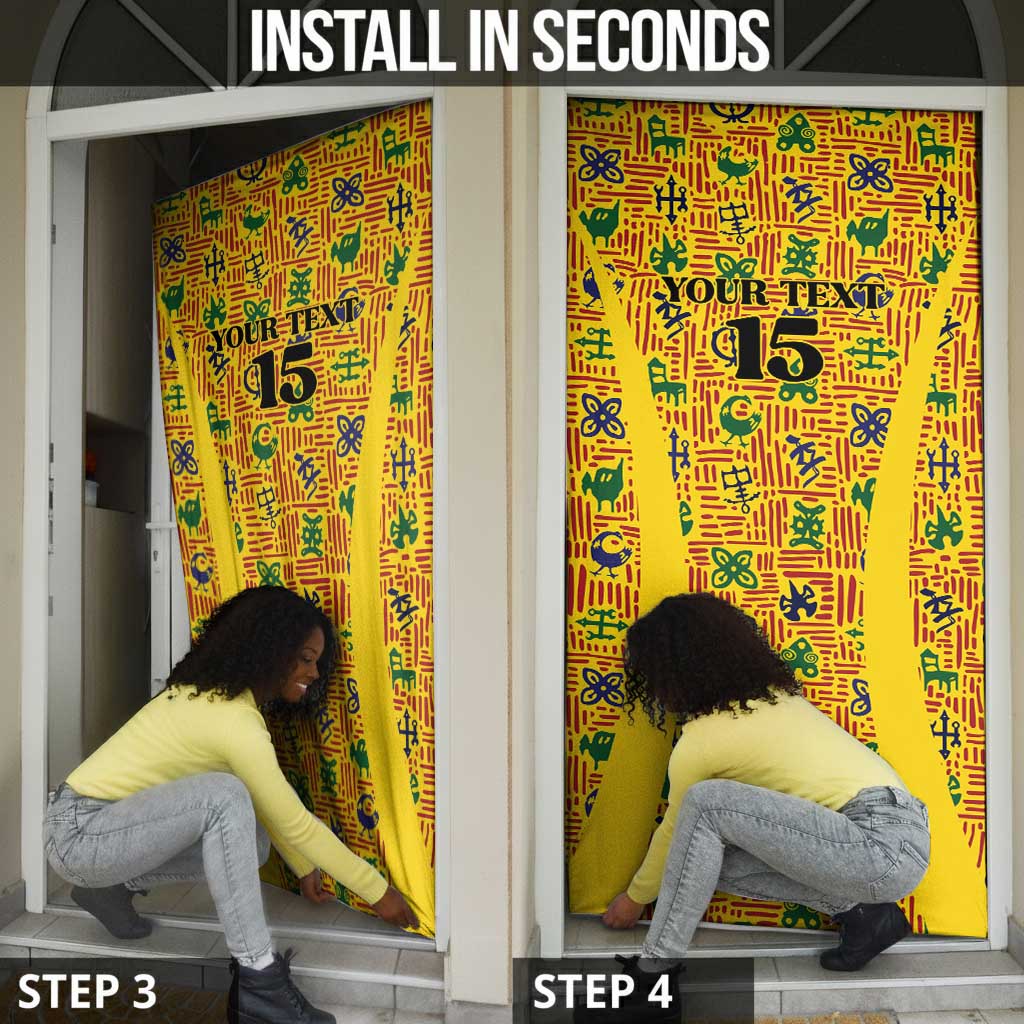 Custom Ghana Football Door Cover Yellow Adinkra Pattern - Wonder Print Shop