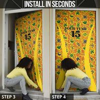Custom Ghana Football Door Cover Yellow Adinkra Pattern - Wonder Print Shop