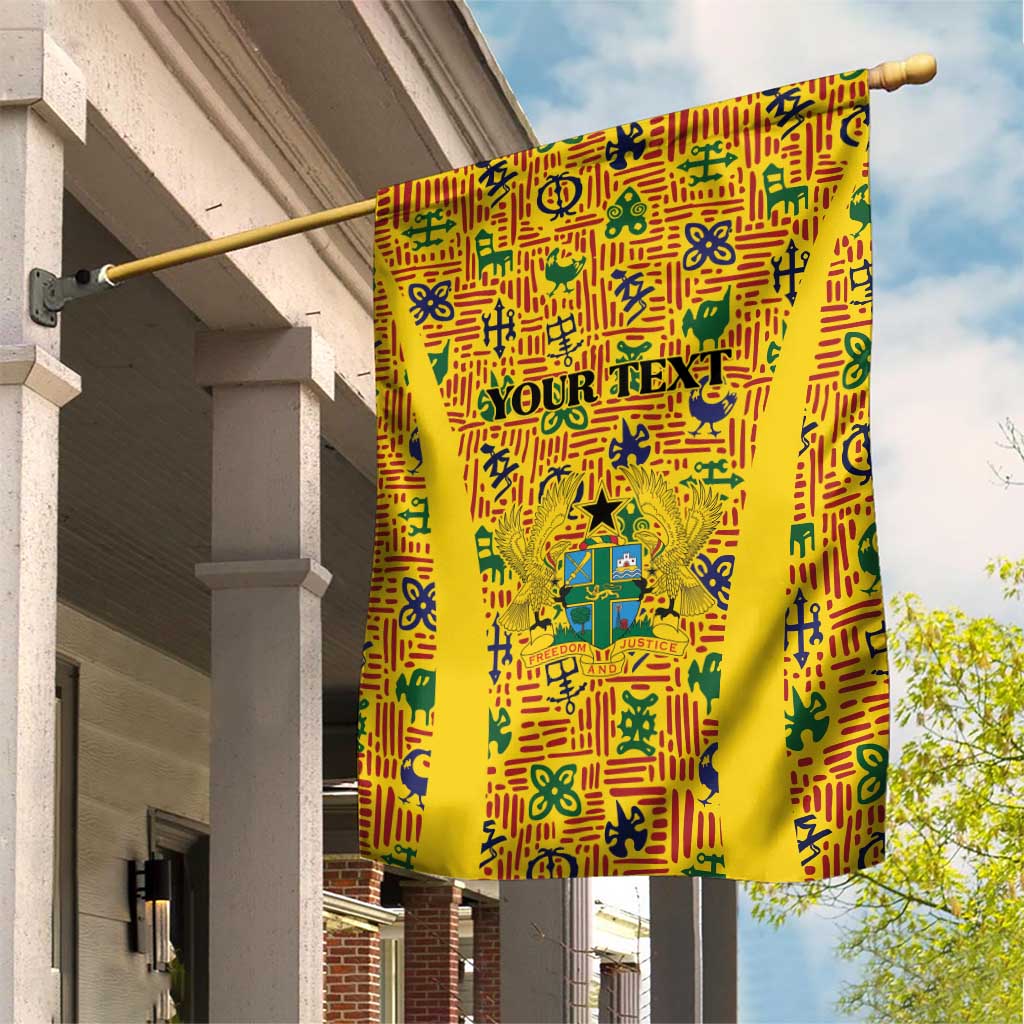 Custom Ghana Football Garden Flag Yellow Adinkra Pattern - Wonder Print Shop