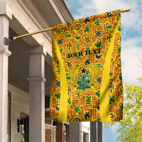 Custom Ghana Football Garden Flag Yellow Adinkra Pattern - Wonder Print Shop