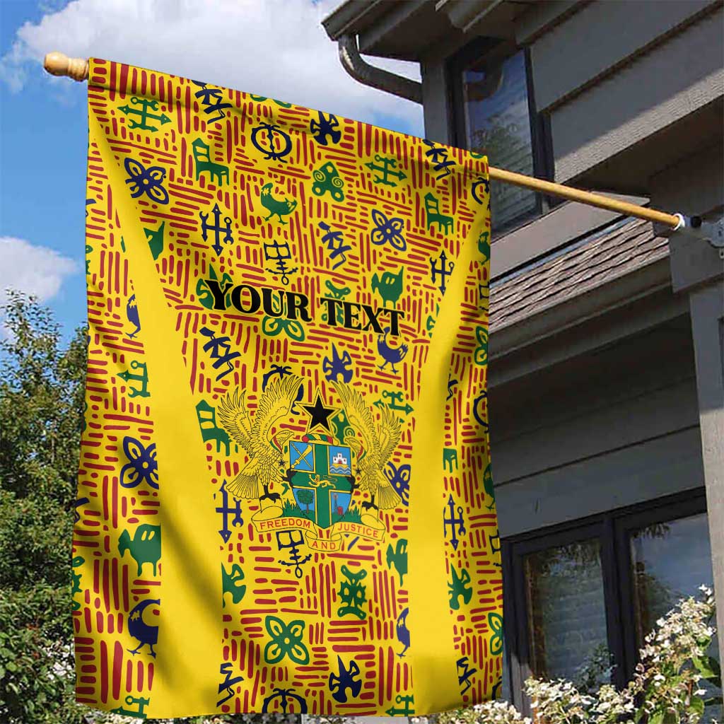 Custom Ghana Football Garden Flag Yellow Adinkra Pattern - Wonder Print Shop