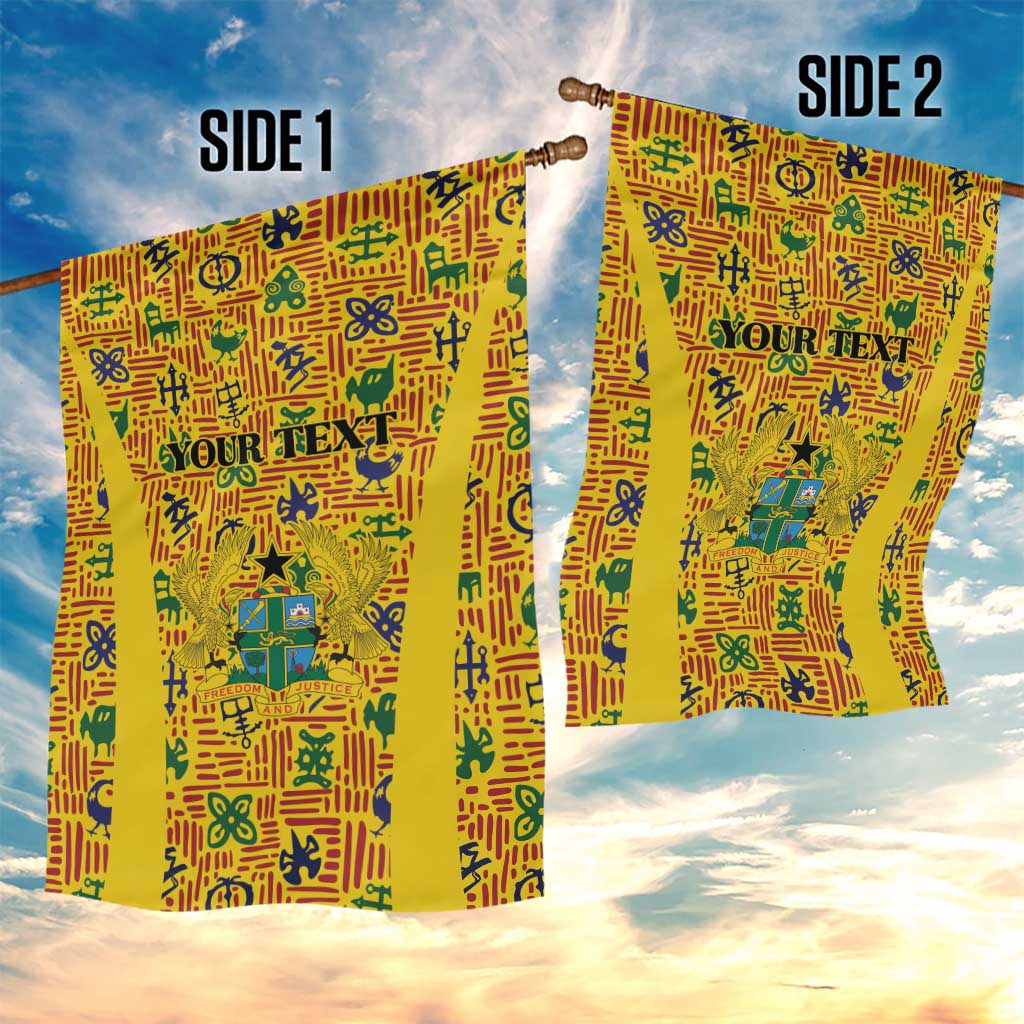 Custom Ghana Football Garden Flag Yellow Adinkra Pattern - Wonder Print Shop