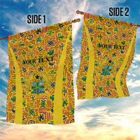 Custom Ghana Football Garden Flag Yellow Adinkra Pattern - Wonder Print Shop