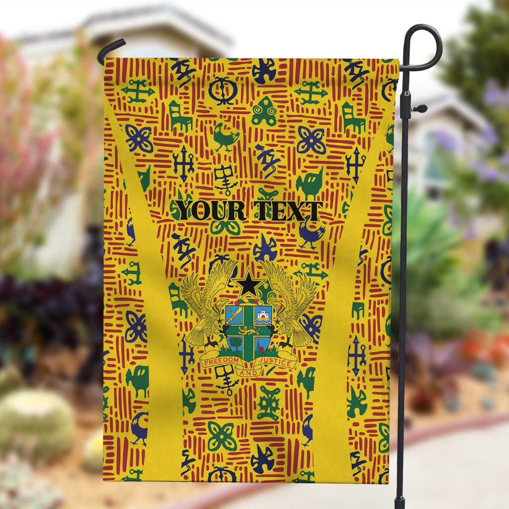 Custom Ghana Football Garden Flag Yellow Adinkra Pattern - Wonder Print Shop