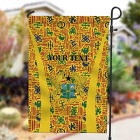 Custom Ghana Football Garden Flag Yellow Adinkra Pattern - Wonder Print Shop