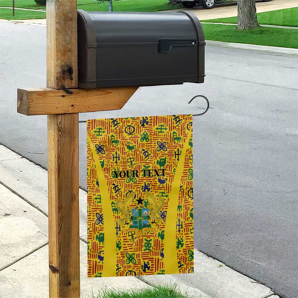 Custom Ghana Football Garden Flag Yellow Adinkra Pattern - Wonder Print Shop