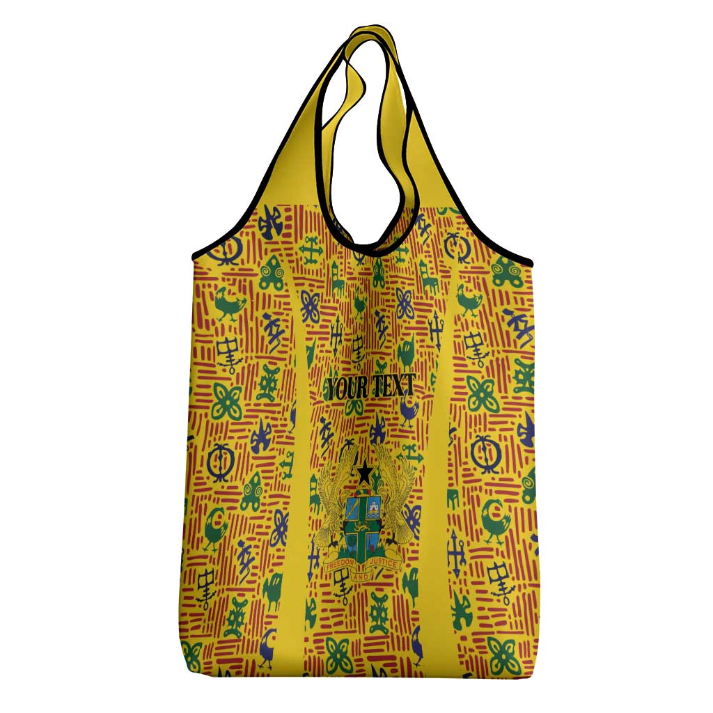 Custom Ghana Football Grocery Bag Yellow Adinkra Pattern - Wonder Print Shop