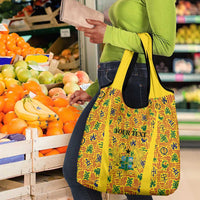Custom Ghana Football Grocery Bag Yellow Adinkra Pattern - Wonder Print Shop