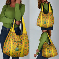 Custom Ghana Football Grocery Bag Yellow Adinkra Pattern - Wonder Print Shop
