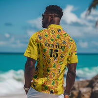 Custom Ghana Football Hawaiian Shirt Yellow Adinkra Pattern LT15