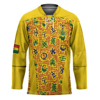 Custom Ghana Football Hockey Jersey Yellow Adinkra Pattern - Wonder Print Shop
