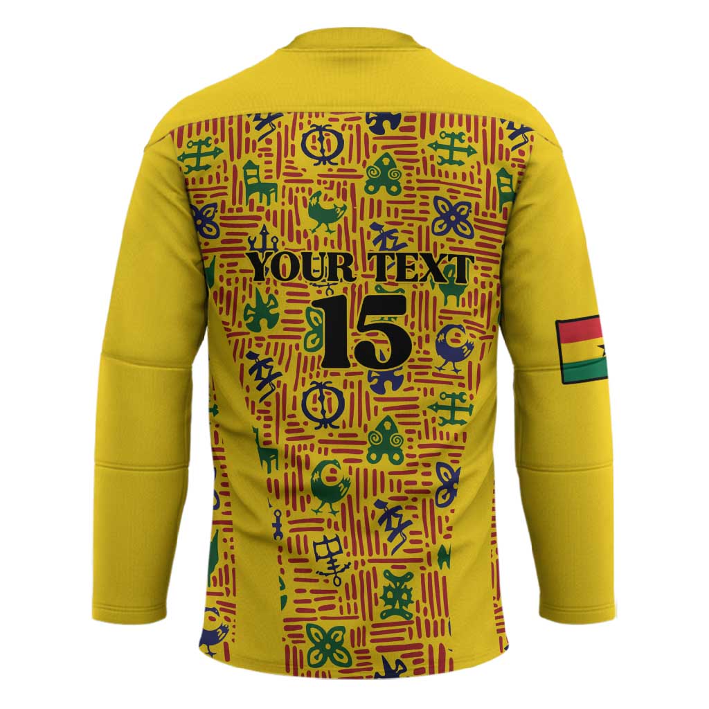 Custom Ghana Football Hockey Jersey Yellow Adinkra Pattern - Wonder Print Shop
