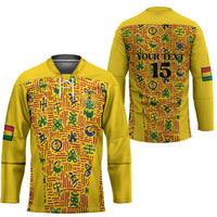 Custom Ghana Football Hockey Jersey Yellow Adinkra Pattern - Wonder Print Shop