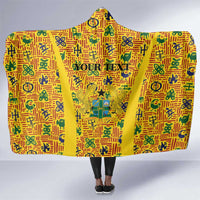 Custom Ghana Football Hooded Blanket Yellow Adinkra Pattern - Wonder Print Shop