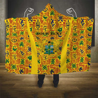 Custom Ghana Football Hooded Blanket Yellow Adinkra Pattern - Wonder Print Shop