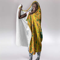 Custom Ghana Football Hooded Blanket Yellow Adinkra Pattern - Wonder Print Shop
