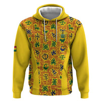 Custom Ghana Football Hoodie Yellow Adinkra Pattern - Wonder Print Shop
