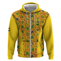 Custom Ghana Football Hoodie Yellow Adinkra Pattern - Wonder Print Shop