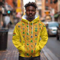 Custom Ghana Football Hoodie Yellow Adinkra Pattern - Wonder Print Shop