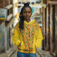 Custom Ghana Football Hoodie Yellow Adinkra Pattern - Wonder Print Shop