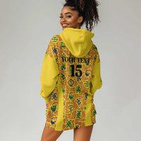 Custom Ghana Football Hoodie Dress Yellow Adinkra Pattern - Wonder Print Shop