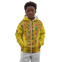 Custom Ghana Football Kid Hoodie Yellow Adinkra Pattern - Wonder Print Shop