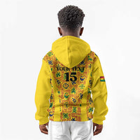 Custom Ghana Football Kid Hoodie Yellow Adinkra Pattern - Wonder Print Shop