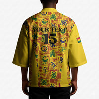 Custom Ghana Football Kimono Yellow Adinkra Pattern - Wonder Print Shop