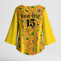 Custom Ghana Football Kimono Sleeve Blouse Yellow Adinkra Pattern - Wonder Print Shop