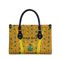 Custom Ghana Football Leather Bag Yellow Adinkra Pattern - Wonder Print Shop