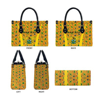 Custom Ghana Football Leather Bag Yellow Adinkra Pattern - Wonder Print Shop