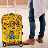Custom Ghana Football Luggage Cover Yellow Adinkra Pattern - Wonder Print Shop