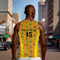 Custom Ghana Football Men Tank Top Yellow Adinkra Pattern - Wonder Print Shop