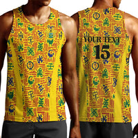 Custom Ghana Football Men Tank Top Yellow Adinkra Pattern - Wonder Print Shop