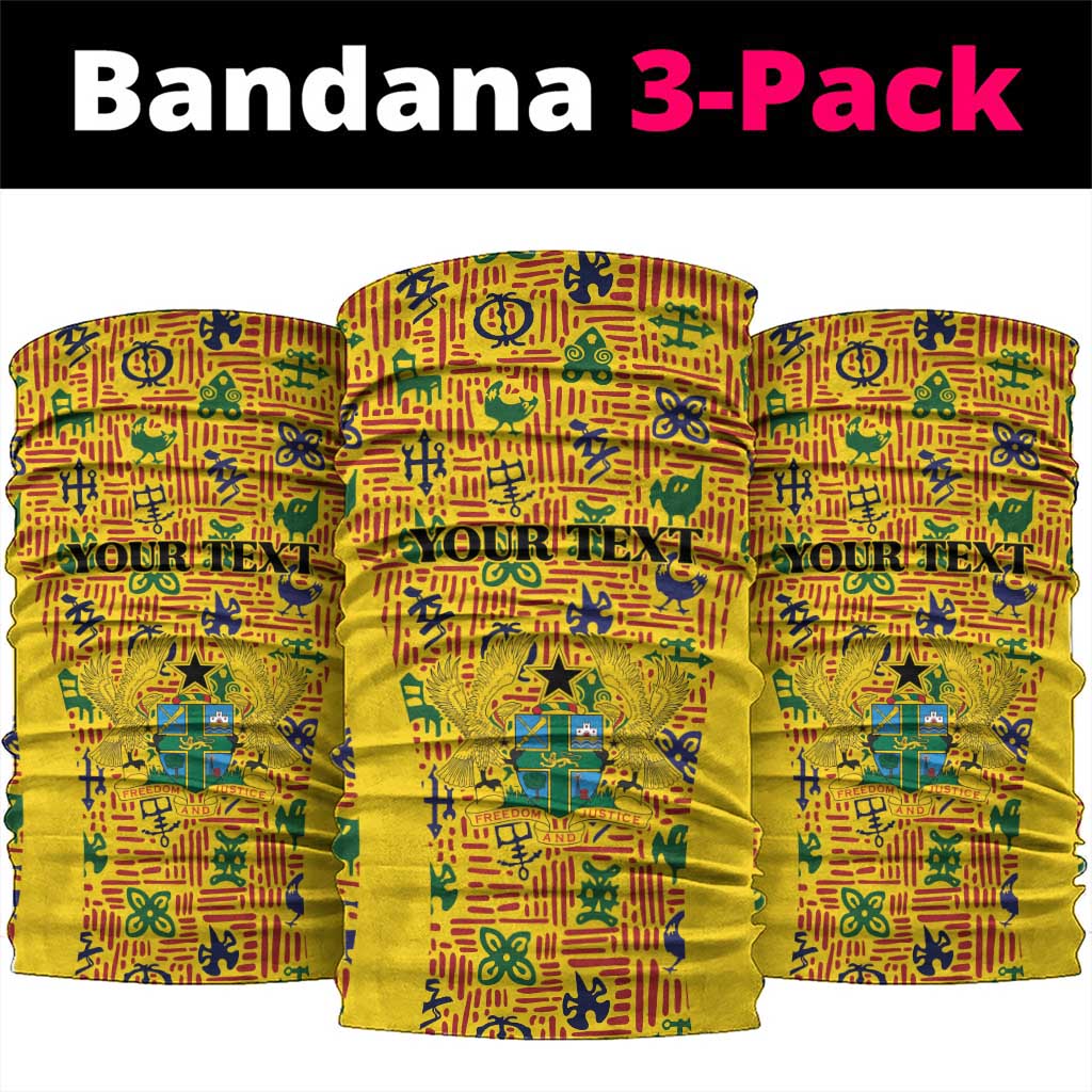 Custom Ghana Football Neck Gaiter Yellow Adinkra Pattern - Wonder Print Shop