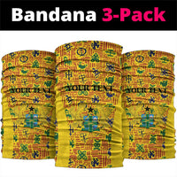 Custom Ghana Football Neck Gaiter Yellow Adinkra Pattern - Wonder Print Shop