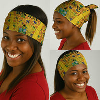 Custom Ghana Football Neck Gaiter Yellow Adinkra Pattern - Wonder Print Shop