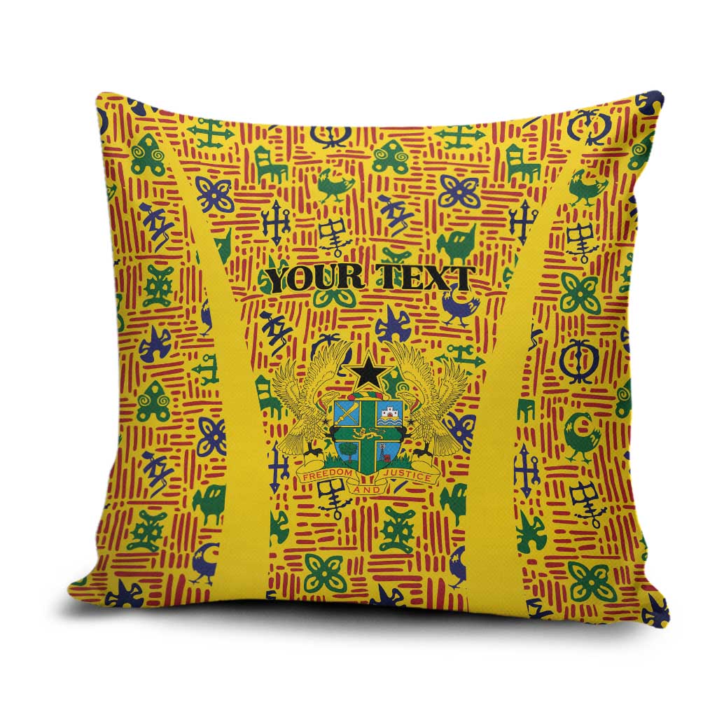 Custom Ghana Football Pillow Cover Yellow Adinkra Pattern - Wonder Print Shop