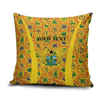 Custom Ghana Football Pillow Cover Yellow Adinkra Pattern - Wonder Print Shop