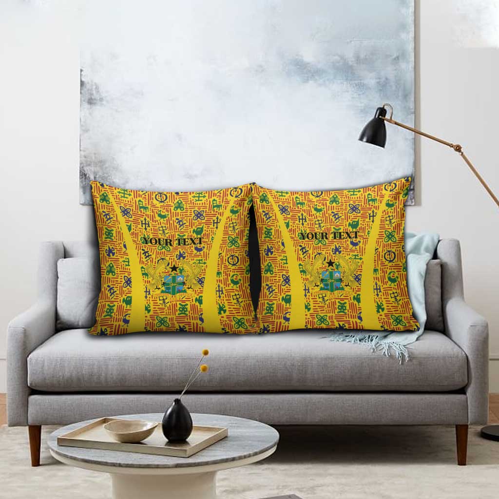 Custom Ghana Football Pillow Cover Yellow Adinkra Pattern - Wonder Print Shop
