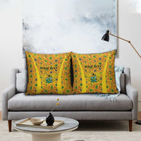 Custom Ghana Football Pillow Cover Yellow Adinkra Pattern - Wonder Print Shop