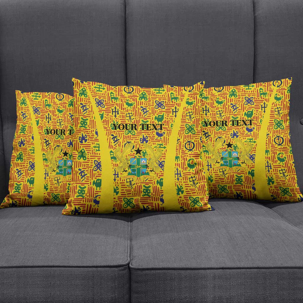 Custom Ghana Football Pillow Cover Yellow Adinkra Pattern - Wonder Print Shop