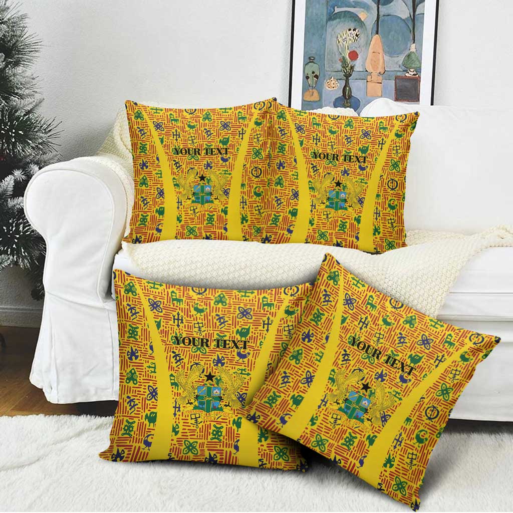 Custom Ghana Football Pillow Cover Yellow Adinkra Pattern - Wonder Print Shop