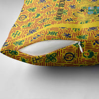 Custom Ghana Football Pillow Cover Yellow Adinkra Pattern - Wonder Print Shop
