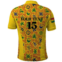 Custom Ghana Football Polo Shirt Yellow Adinkra Pattern LT15
