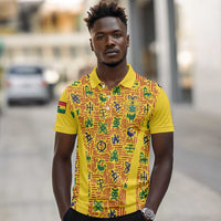 Custom Ghana Football Polo Shirt Yellow Adinkra Pattern LT15